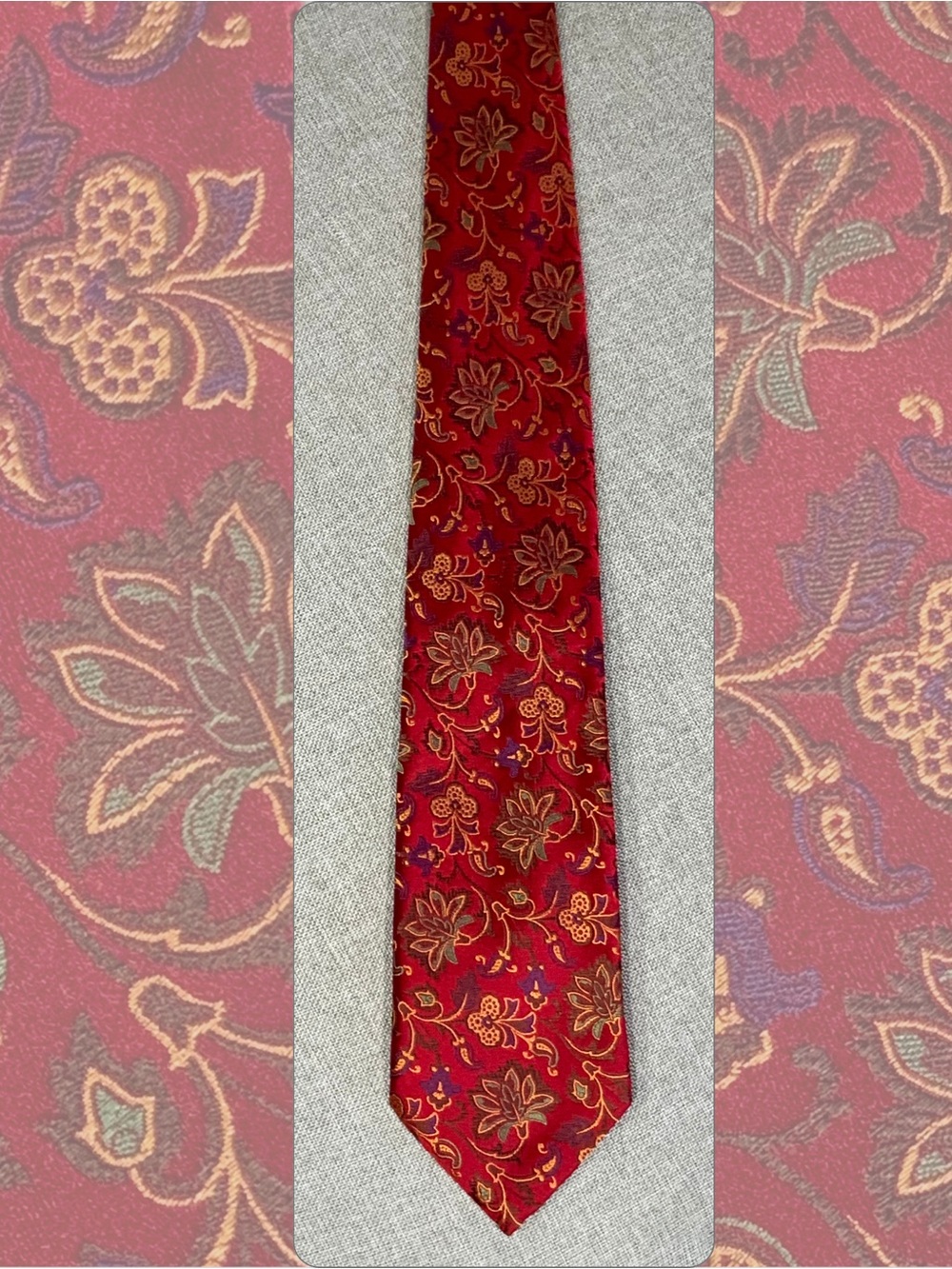 Altea Milano Red Silk Paisley Floral Necktie